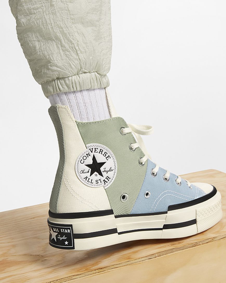 Pánské Boty Vysoké Converse Chuck 70 Plus Materiál Mashup Olivy Zelené | CZ UHZL58